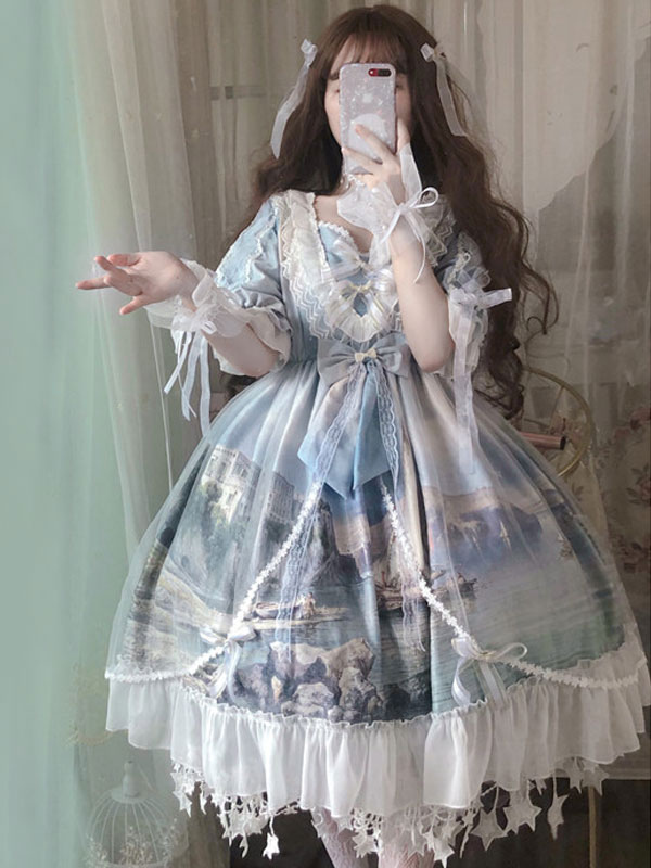 ロリータウェディングドレス白鳥姫城半袖ロリータワンピースドレス Lolitashow Com