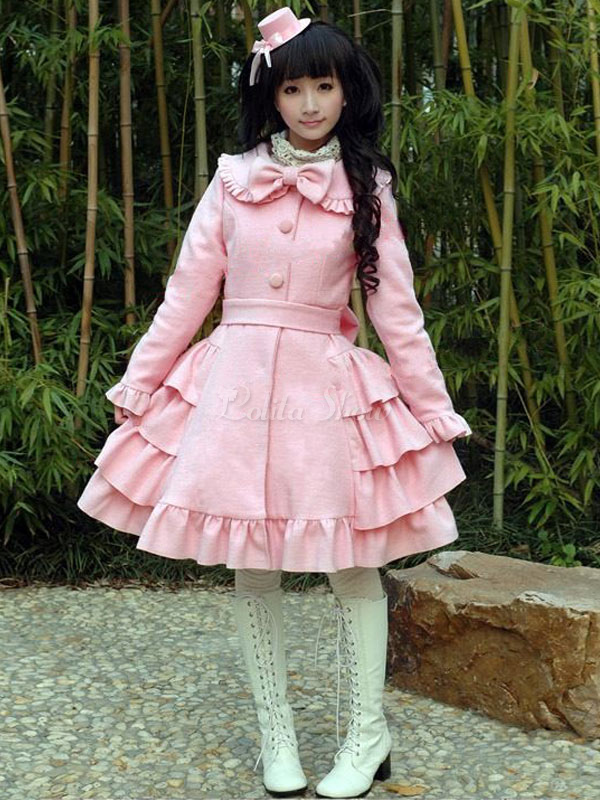 Lolitashow ロリータ服 コート ピンク スィート 長袖 ラッフルズ Lolitashow Com Jp