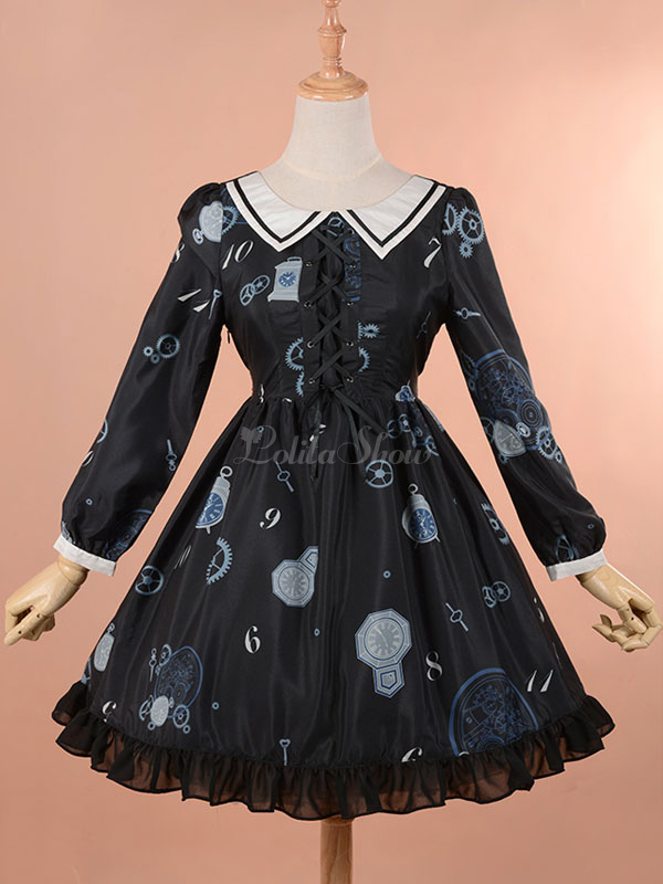 Lolitashow ロリィタワンピース レトロ シフォン パーティー プリント柄 Lolitashow Com Jp Lolitashow ロリィタワンピース レトロ シフォン パーティー プリント柄 Lolitashow Com Jp