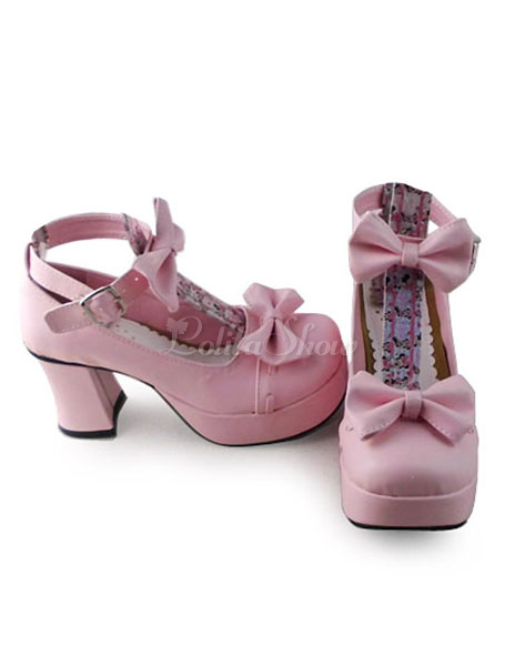 Lolitashow ロリィタ靴 ピンク チャンキーヒール パンプス パーティー 可愛い 丸いつま先 Lolitashow Com Jp