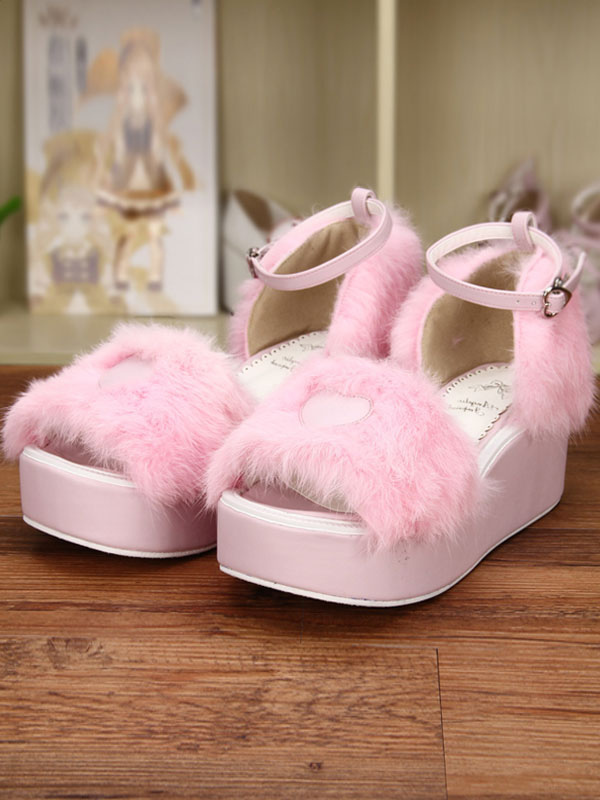 fluffy platform sandals