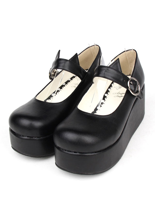Gothic Lolita Shoes Black Platform Mary 