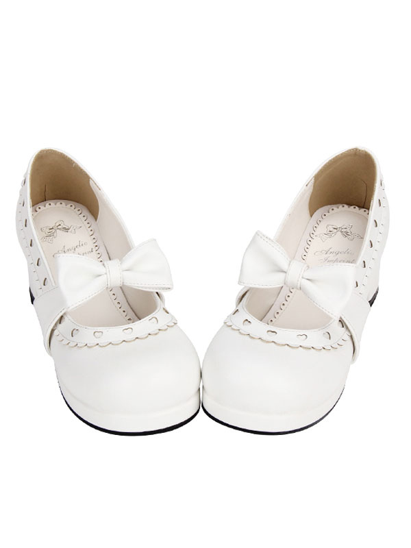 white bow shoes