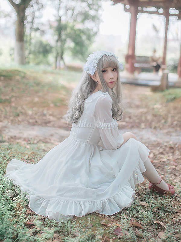 white balloon dress