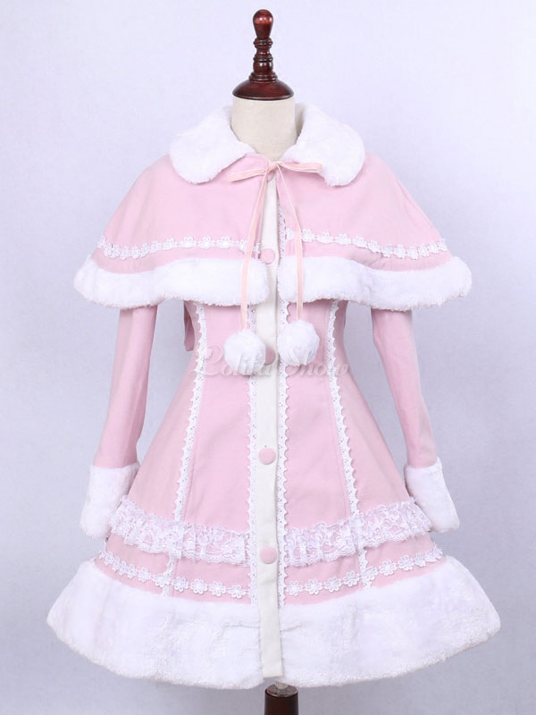 ロリィタケープ ピンク フリル レース スウィート ツイード お茶会 リボン柄 Lolitashow Com Jp