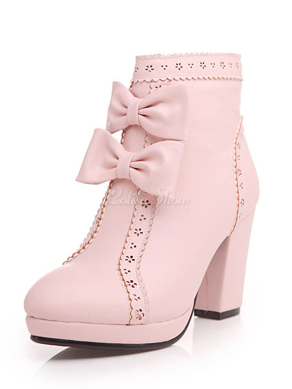 pink platform booties