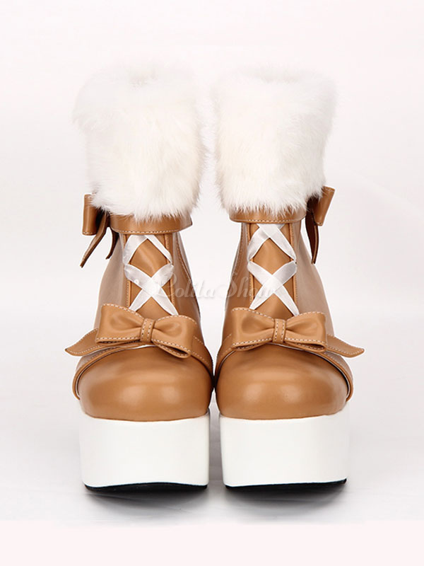 lace up faux fur boots