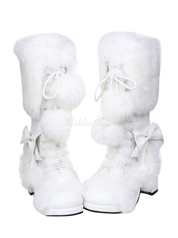 fur boots with bows