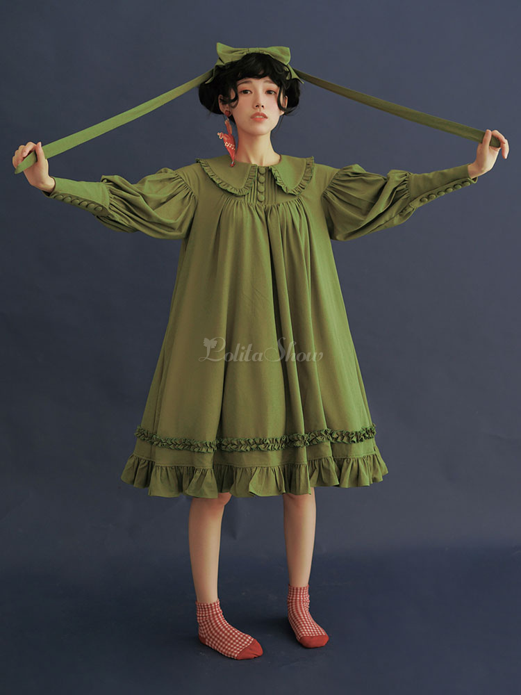 olive green one piece dress