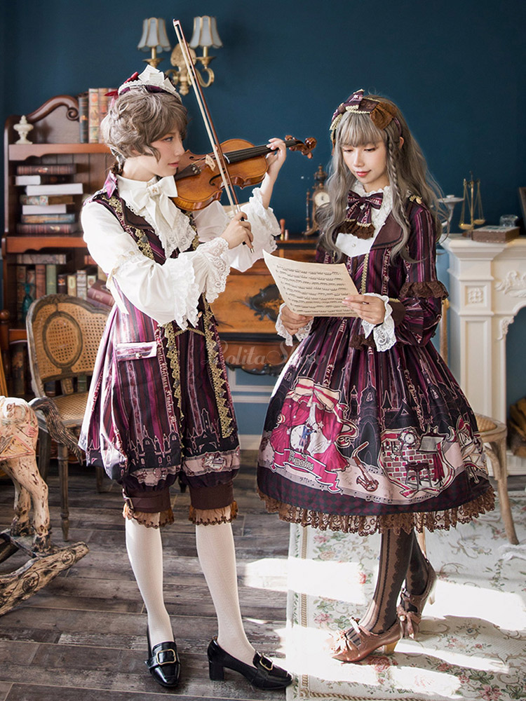 クラシックロリータopドレスモーツァルトレーストリムプリントロリータワンピースドレス Lolitashow Com Jp