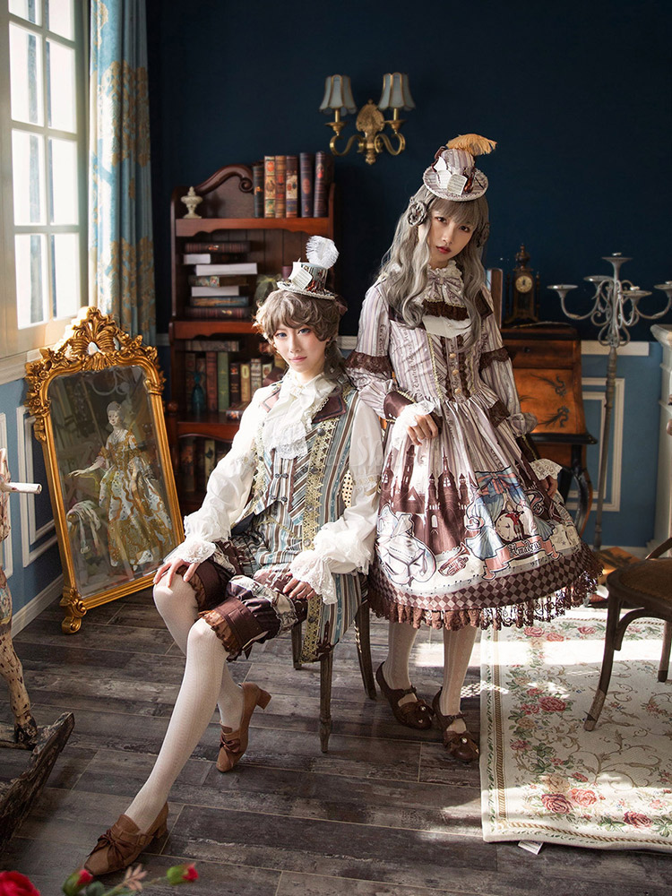 Classique Lolita Op Robe Mozart Lace Trim Imprimer Lolita One Piece Dress Lolitashow Com