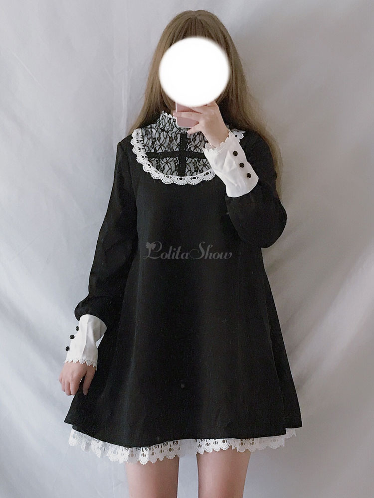 ゴスロリワンピース 十字架 ブラック ツートン ゴシック ロリィタワンピース レーストリム Opドレス Lolitashow Com Jp