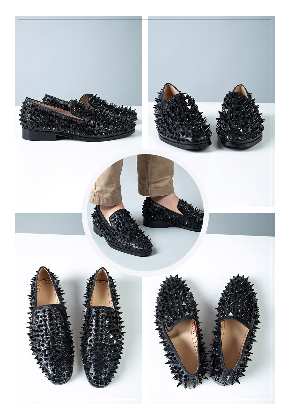 black spike prom shoes