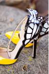 yellow heels with butterflies
