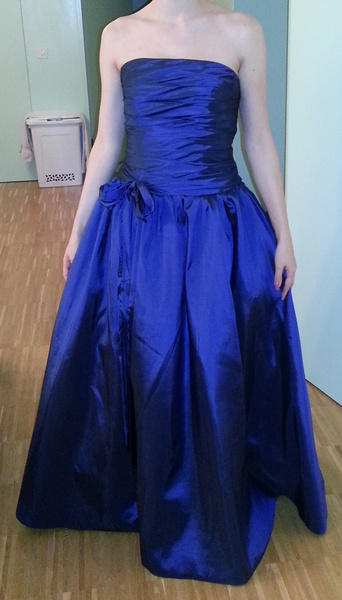 Bridesmaid Dresses Long Royal Blue Taffeta Evening Dress Floor Length ...