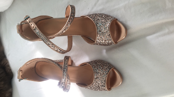 Sparkly Prom Heels Criss-cross Peep Toe Chunky Heel Sandals Women Shoes ...