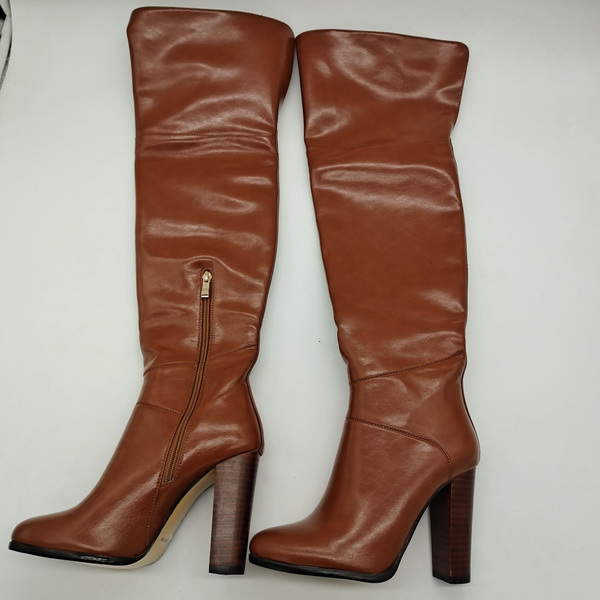 Thigh High Boots Round Toe Chunky Heel Size US4-12.5 Over The Knee ...