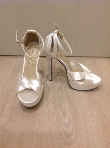 Ivory wedding Shoes Platform Open Toe Knotted Ankle Strap High Heel ...