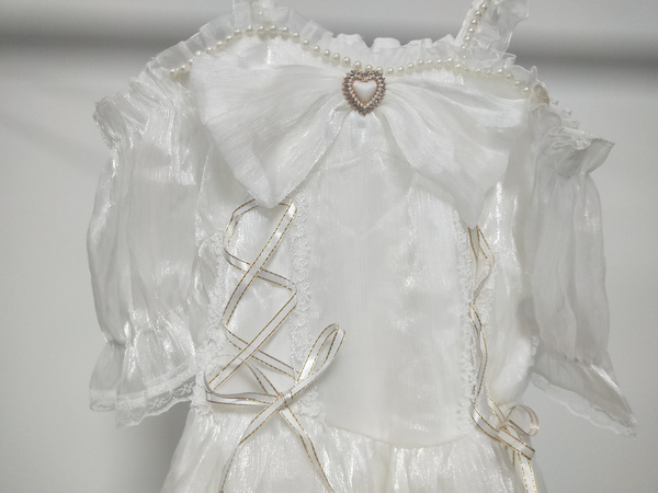 thumbnail image 2 of Ladies Kawaii Lolita Jumper Skirt – Fairy JSK Dress – Lace Cute Pleated Cosplay – Square Neck, Midi Length 2 of 2