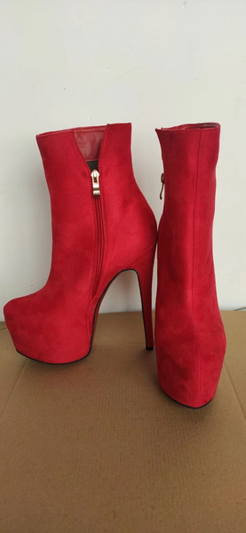 High Heel Booties Red Platform Zip Up Ankle Boots For Women - Milanoo.com
