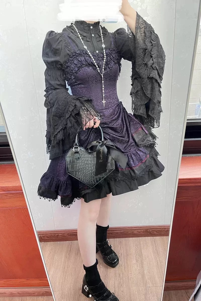 Chemisier Femme Style Victorien Gothique - Manches Longues à Volants, Col Montant, Tissu Polyester, Pour Look Lolita Vintage Ou Scénique