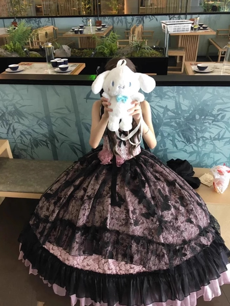 ゴシックロリータウェディングドレス フリルフラワー 花柄