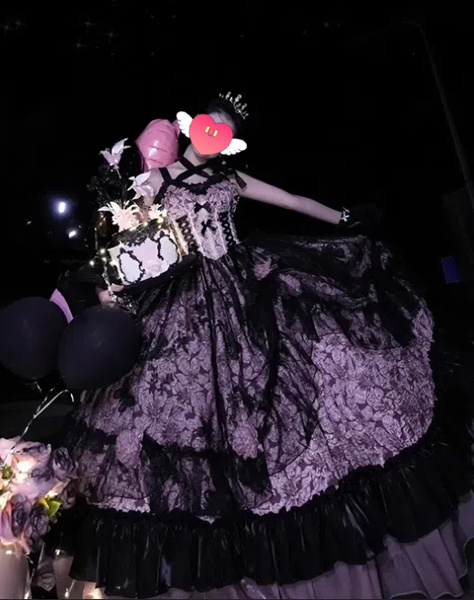 ゴシックロリータウェディングドレス フリルフラワー 花柄